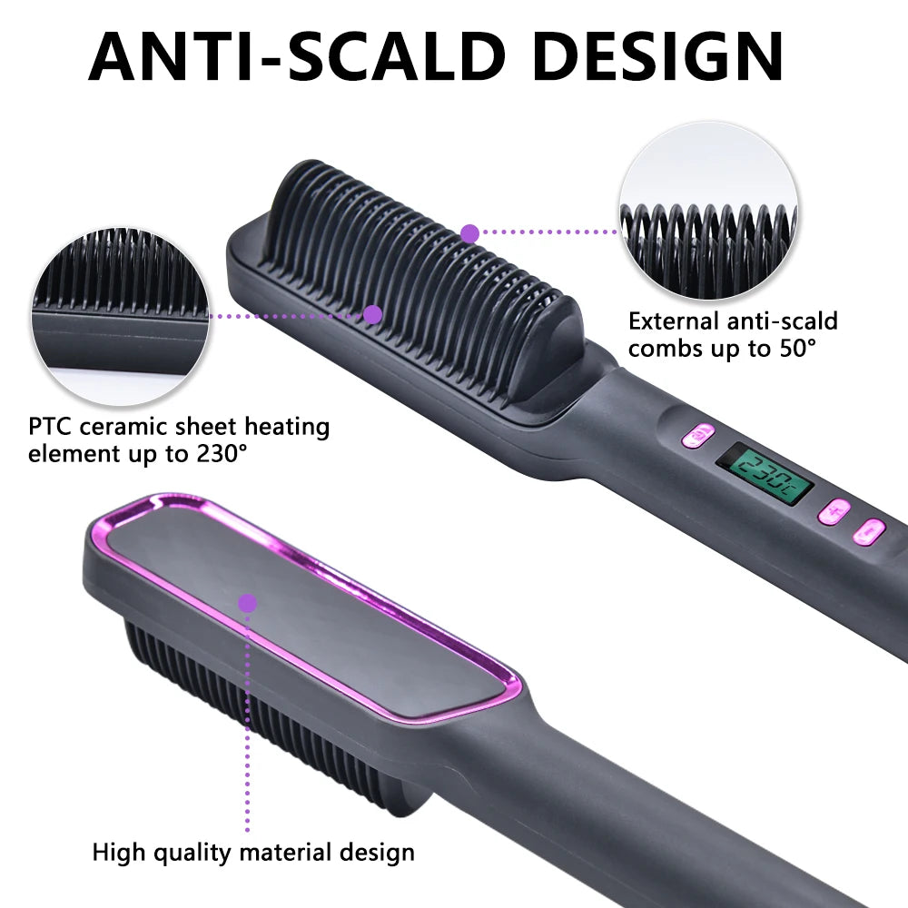 Electric Hot Comb Multifunctional Straightener Brush