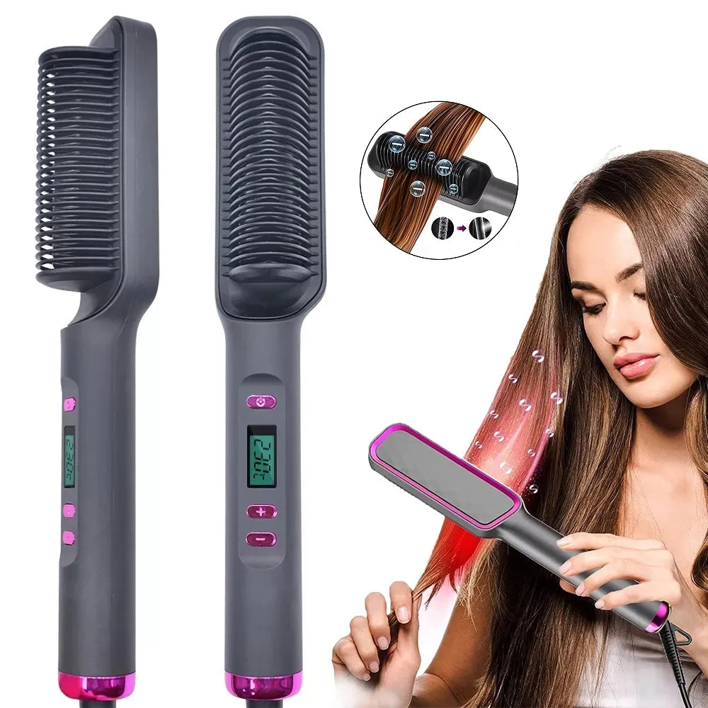 Electric Hot Comb Multifunctional Straightener Brush