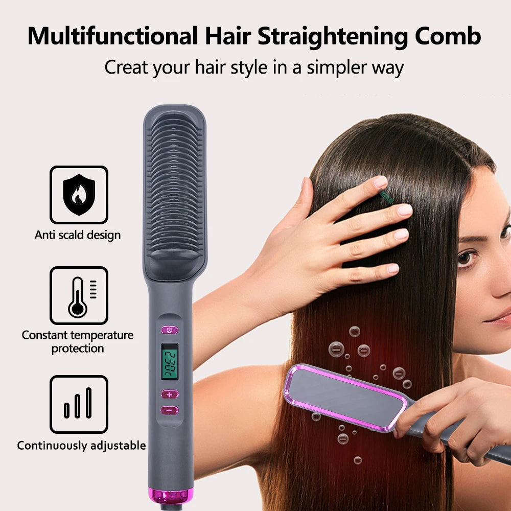 Electric Hot Comb Multifunctional Straightener Brush