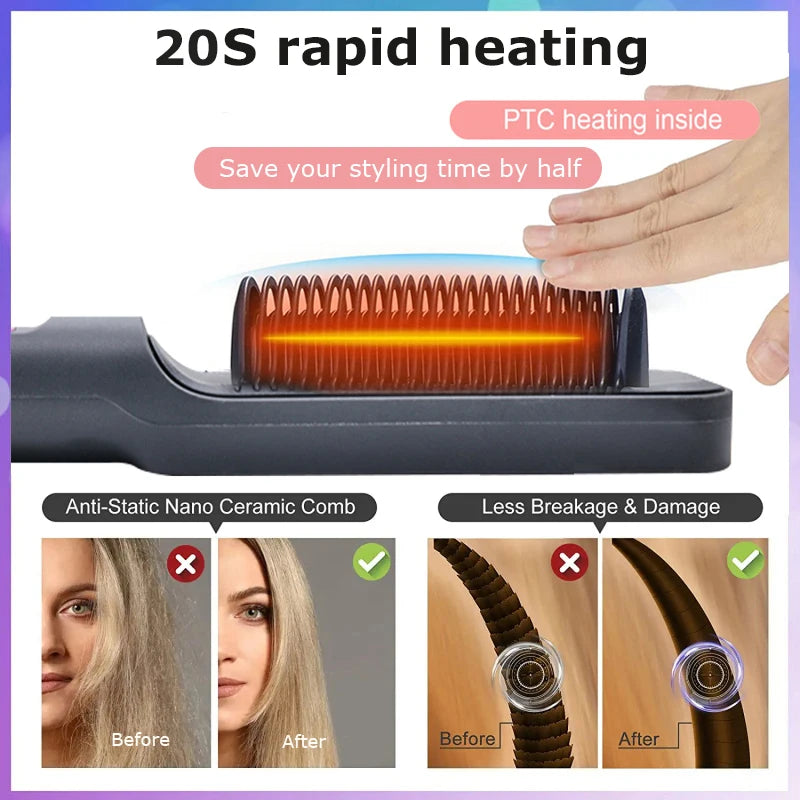 Electric Hot Comb Multifunctional Straightener Brush