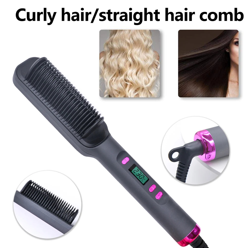 Electric Hot Comb Multifunctional Straightener Brush